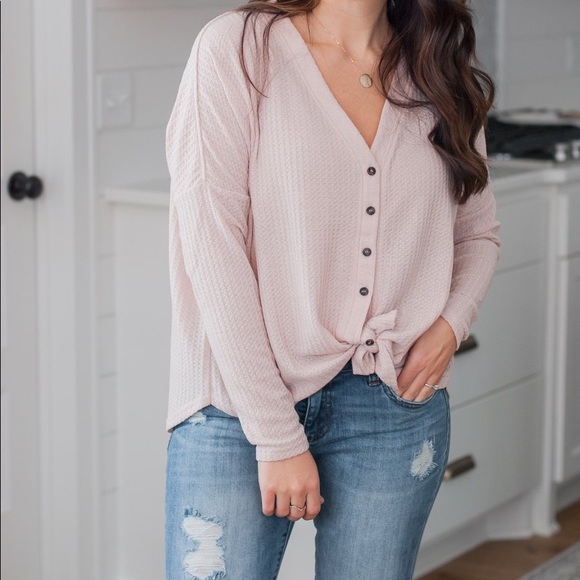 Waffle Knit Long Sleeve Top - Picture 1 of 4